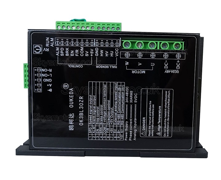 DC24-48V 800W Brushless DC Motor Driver Controller OK3BL30ZR 30A Support RS-485 Communication